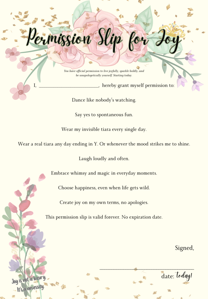 Printable permission slip for joy