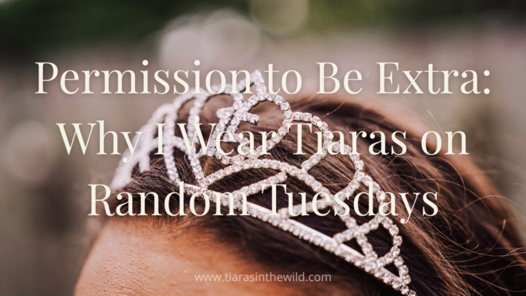 A woman wearing a tiara. Whimsical, fun atmosphere