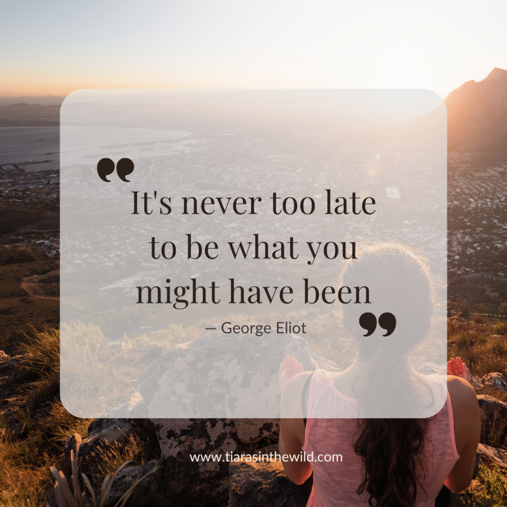 Quote card “It's never too late to be what you might have been.” — George Eliot