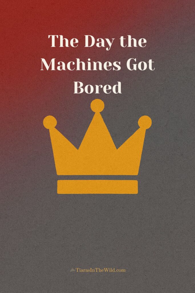 Cranberry and fog-gray textured background with gold spark cluster and story title.