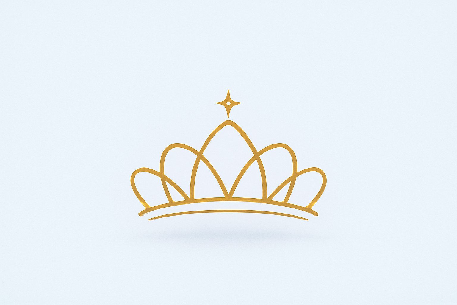 A simple warm-gold tiara with a small central spark centered on a pale slate-blue background with a faint shadow.
