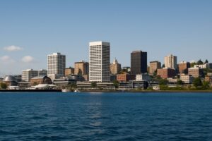 coastal view of city skyline