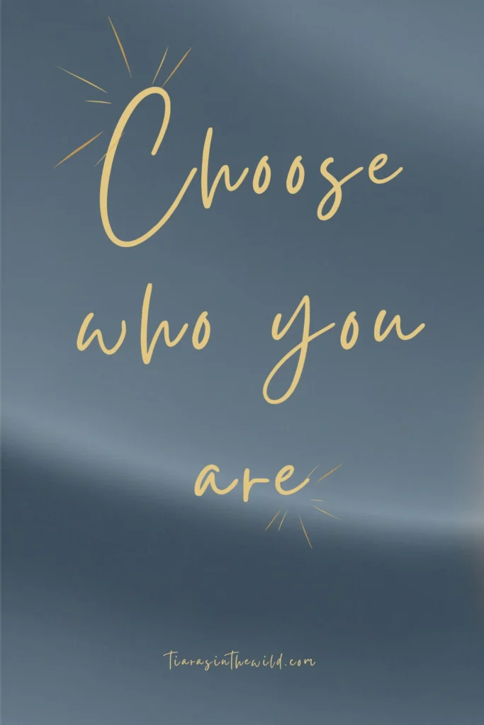 A vertical Pinterest image with a slate-blue background, a warm-gold circle centered on the page, a small gold starling perched at the bottom edge, and a single gold spark floating near the top. Dreamy, minimal design.