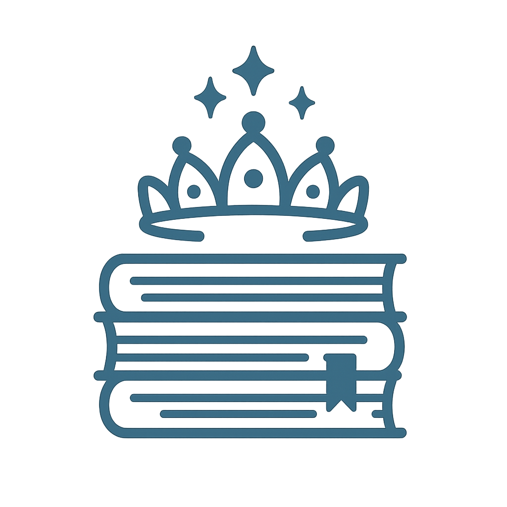 icon of a tiara on a stack of thick books